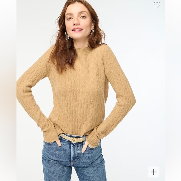J. Crew Factory Cable Knit Mockneck Sweater Extra Soft Yarn Heather Acorn (XXS) - Picture 12 of 12